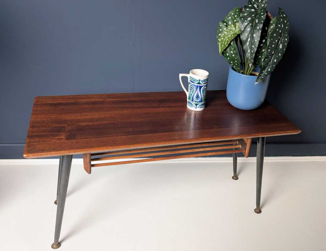 Midcentury teak coffee table with magazine shelf - Image 10