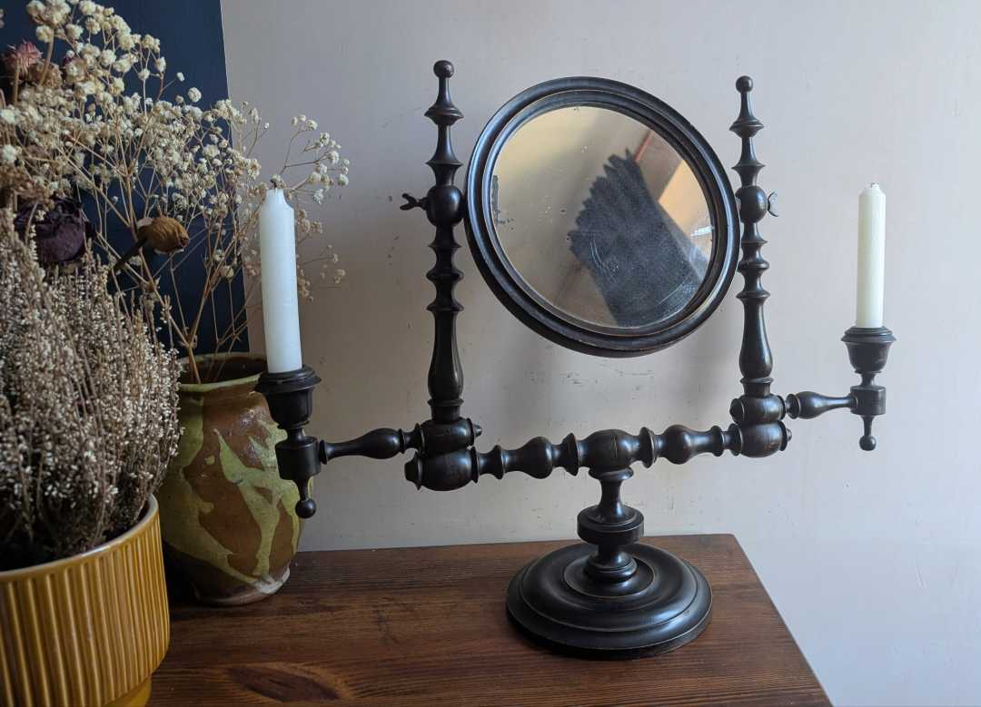 19th century tilting mirror with candle sconces - Image 17