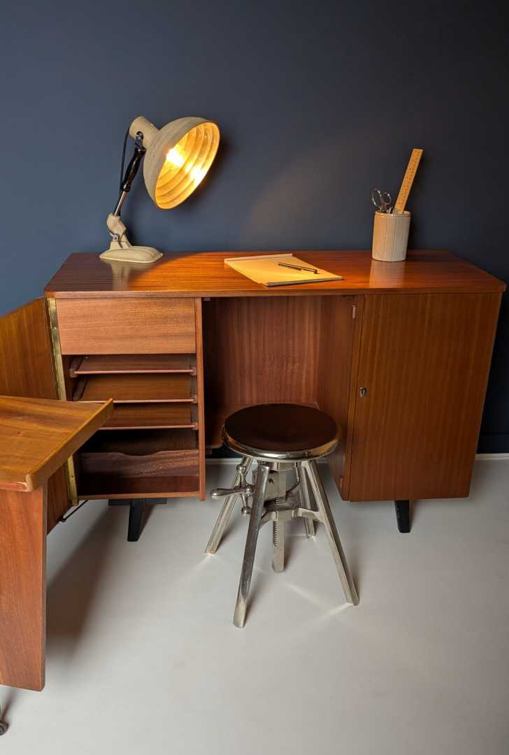 Midcentury teak folding metamorphic desk - Image 3