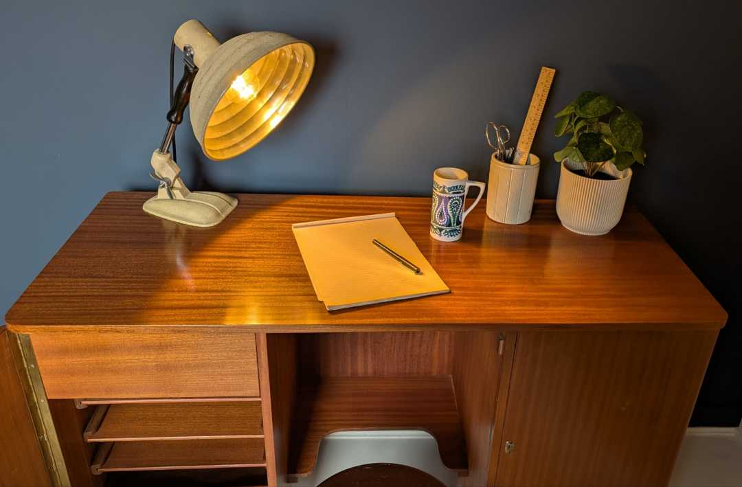 Midcentury teak folding metamorphic desk - Image 7