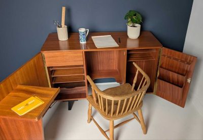 Midcentury teak folding metamorphic desk