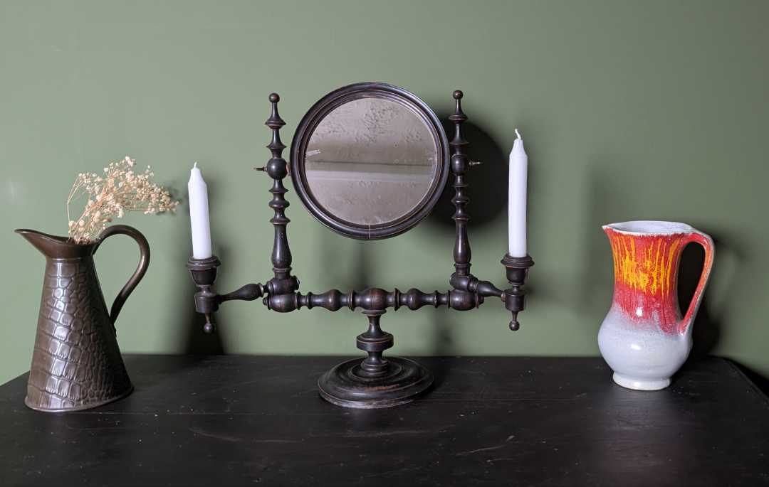 19th century tilting mirror with candle sconces - Image 6