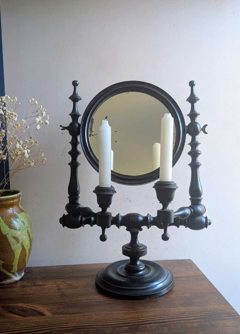 19th century tilting mirror with candle sconces - Image 8