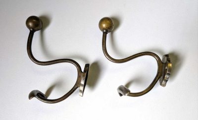 Two French c.1900s brass coat and hat hooks