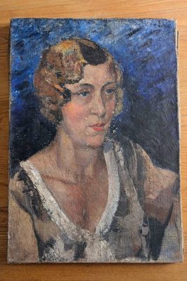 Original 1920s oil portrait on canvas of a woman