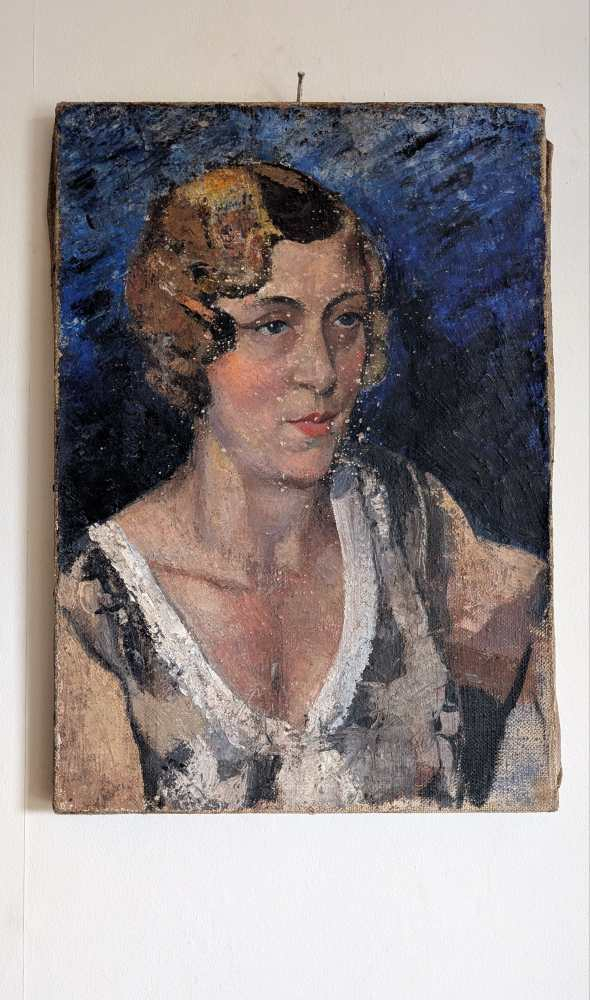 Original 1920s oil portrait on canvas of a woman - Image 12