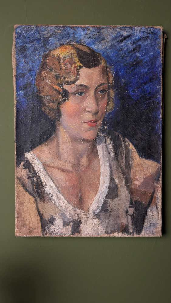 Original 1920s oil portrait on canvas of a woman - Image 8