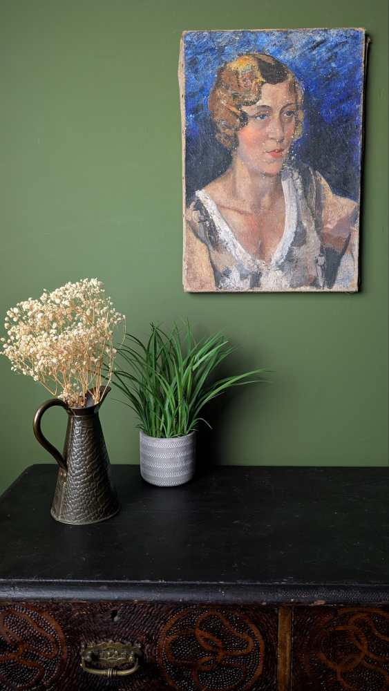 Original 1920s oil portrait on canvas of a woman - Image 3