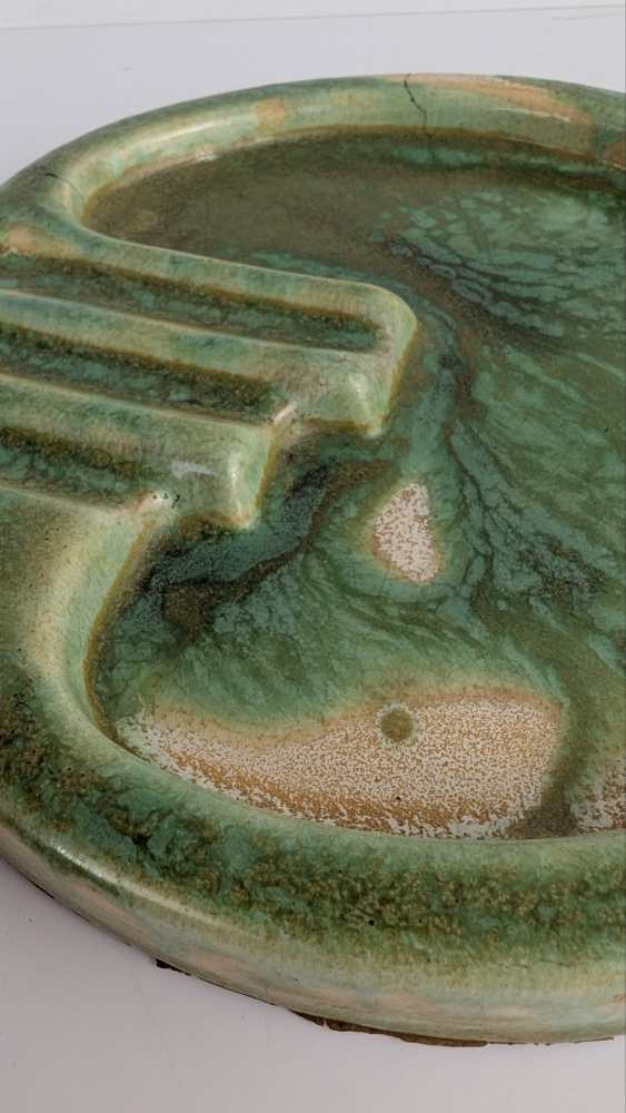 Art Deco mottled green ashtray - Image 4