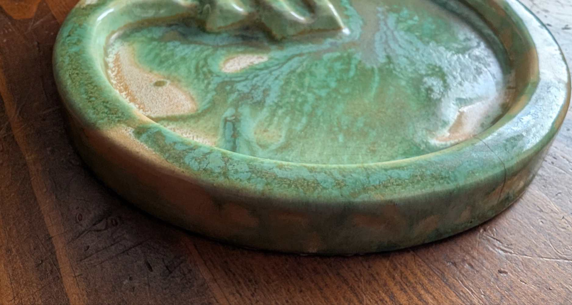 Art Deco mottled green ashtray - Image 8